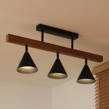 Duolla - Pintakiinnitteinen kattovalaisin IRONLINE 3xG9/3W/230V mänty tammi/musta