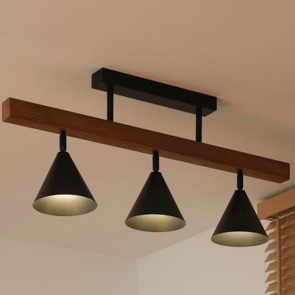 Duolla - Pintakiinnitteinen kattovalaisin IRONLINE 3xG9/3W/230V mänty tammi/musta