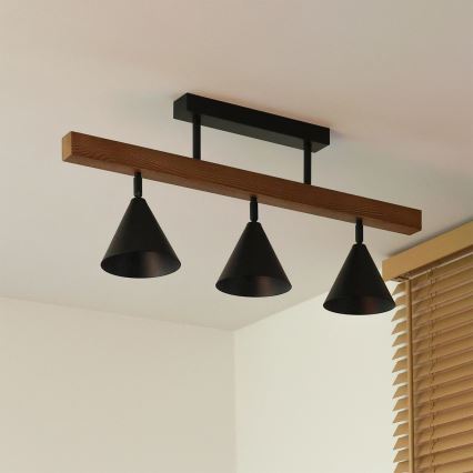 Duolla - Pintakiinnitteinen kattovalaisin IRONLINE 3xG9/3W/230V mänty tammi/musta