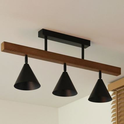 Duolla - Pintakiinnitteinen kattovalaisin IRONLINE 3xG9/3W/230V mänty tammi/musta