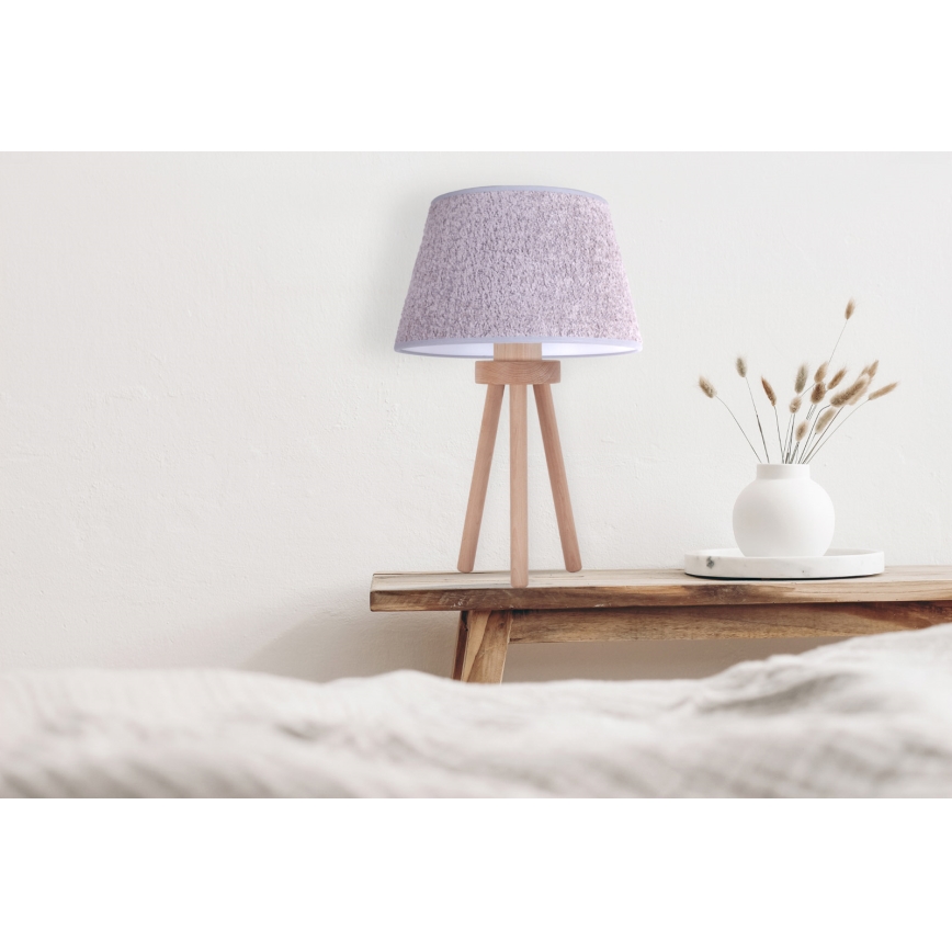 Duolla - Pöytävalaisin BOUCLE 1xE27/15W/230V halkaisija 28 cm harmaa/puu