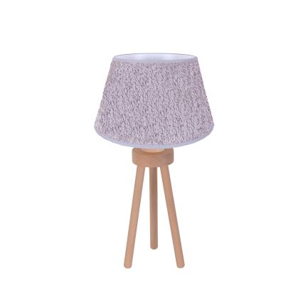 Duolla - Pöytävalaisin BOUCLE 1xE27/15W/230V halkaisija 28 cm harmaa/puu
