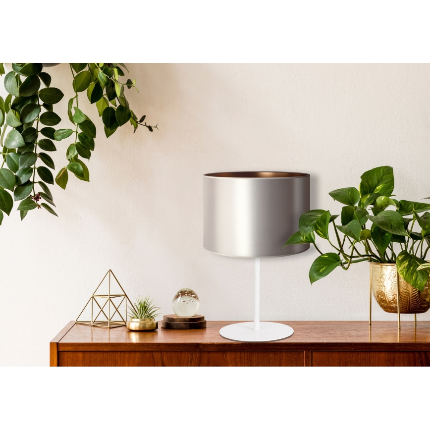 Duolla - Pöytävalaisin CANNES 1xE14/15W/230V halkaisija 20 cm hopea/kupari/valkoinen