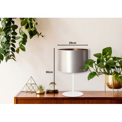 Duolla - Pöytävalaisin CANNES 1xE14/15W/230V halkaisija 20 cm hopea/kupari/valkoinen