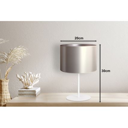 Duolla - Pöytävalaisin CANNES 1xE14/15W/230V halkaisija 20 cm hopea/valkoinen