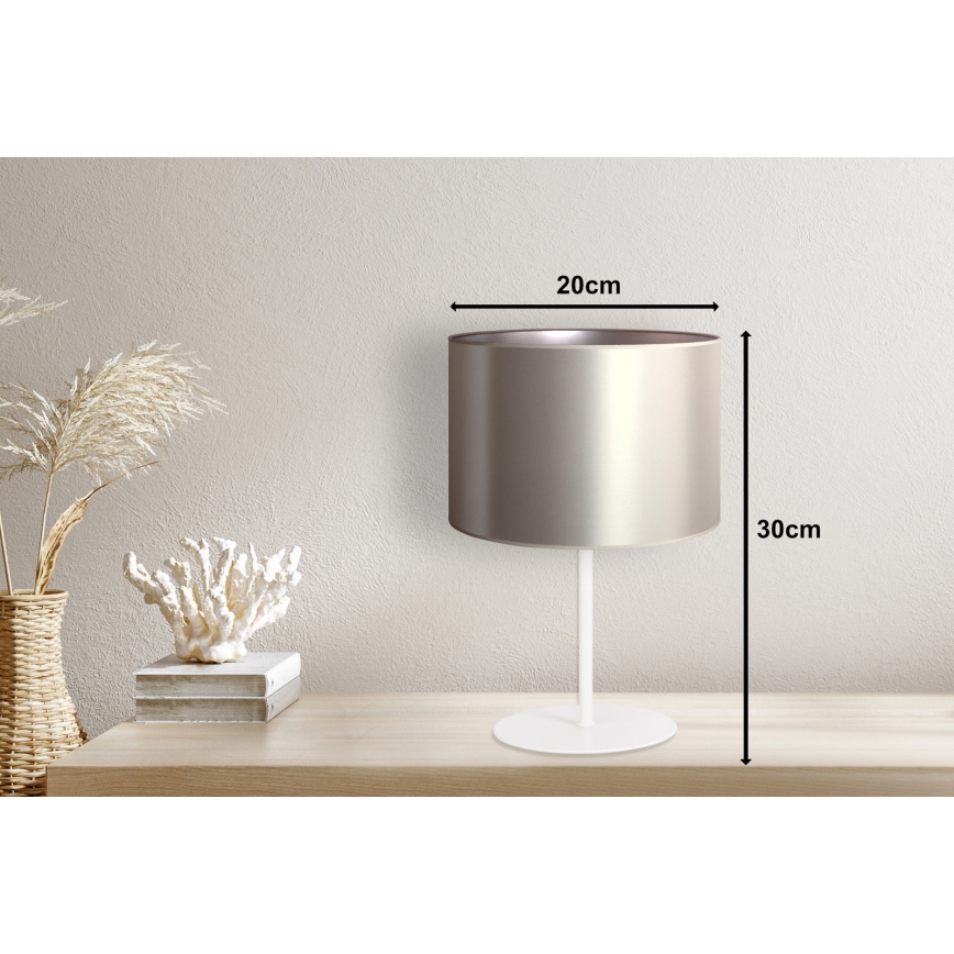 Duolla - Pöytävalaisin CANNES 1xE14/15W/230V halkaisija 20 cm hopea/valkoinen