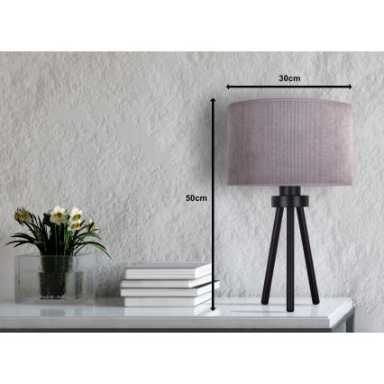 Duolla - Pöytävalaisin LYON 1xE27/15W/230V halkaisija 30 cm harmaa