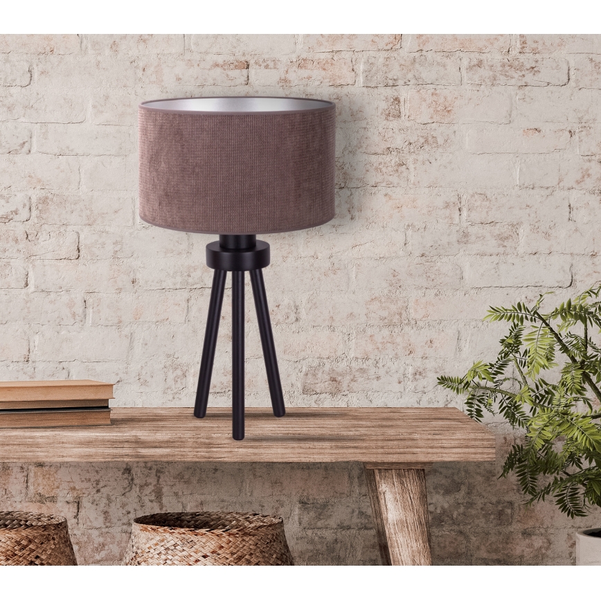 Duolla - Pöytävalaisin LYON 1xE27/15W/230V halkaisija 30 cm ruskea