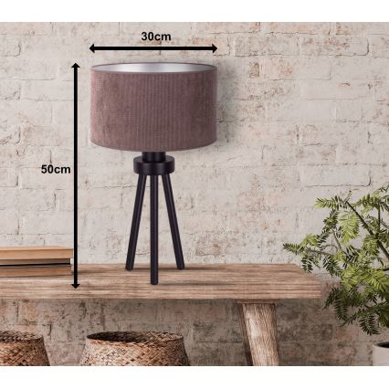 Duolla - Pöytävalaisin LYON 1xE27/15W/230V halkaisija 30 cm ruskea