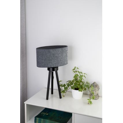 Duolla - Pöytävalaisin OVAL 1xE27/15W/230V halkaisija 30 cm harmaa