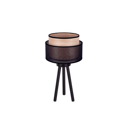 Duolla - Pöytävalaisin WOOD BOHO 1xE27/15W/230V halkaisija 25 cm musta/beige