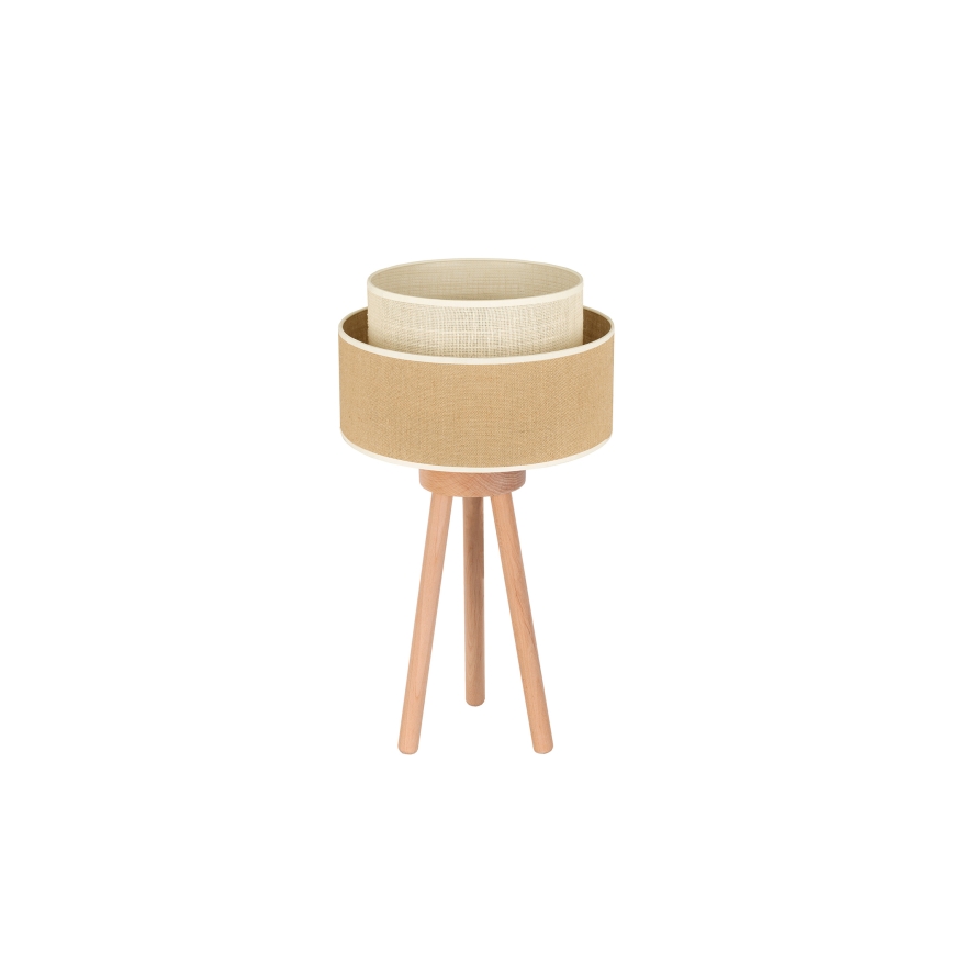 Duolla - Pöytävalaisin YUTE BOHO 1xE27/15W/230V halkaisija 25 cm ruskea/kerma