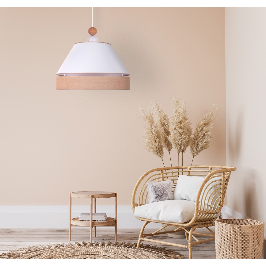 Duolla - Riippuvalaisin AVIGNON 1xE27/15W/230V d. 50 cm valkoinen/ruskea