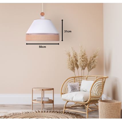 Duolla - Riippuvalaisin AVIGNON 1xE27/15W/230V d. 50 cm valkoinen/ruskea