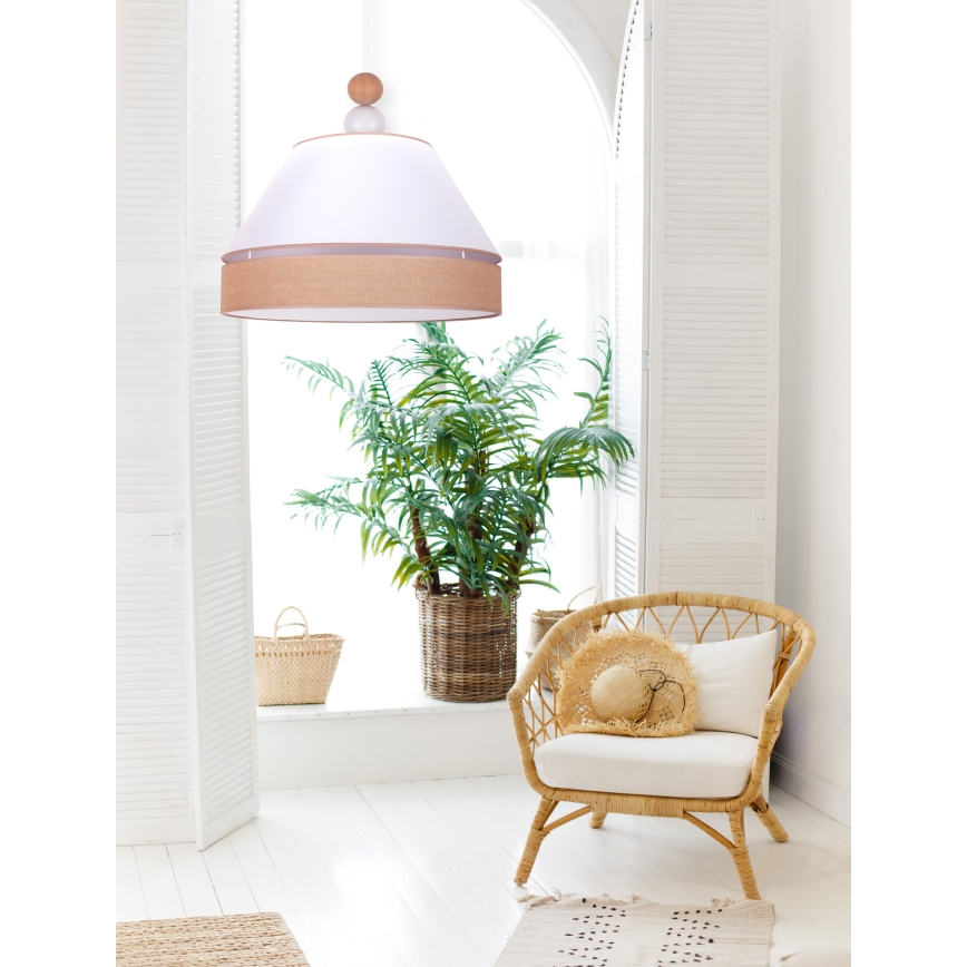 Duolla - Riippuvalaisin AVIGNON 1xE27/15W/230V d. 60 cm valkoinen/ruskea