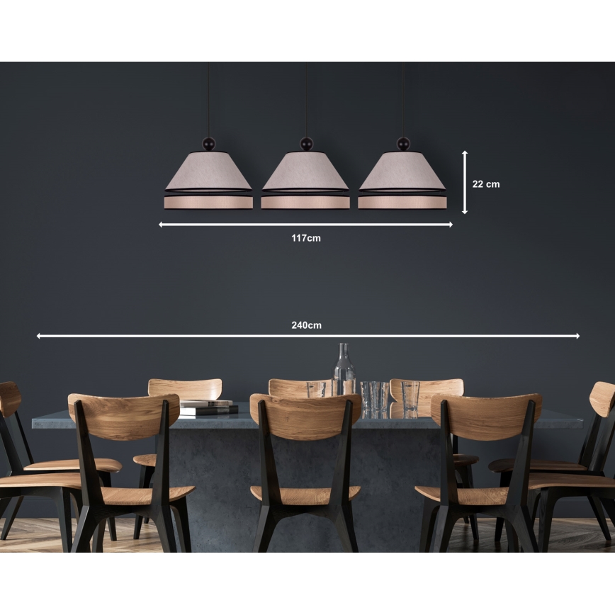 Duolla - Riippuvalaisin AVIGNON 3xE27/15W/230V beige