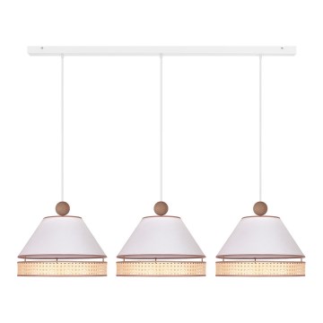 Duolla - Riippuvalaisin AVIGNON 3xE27/15W/230V valkoinen/rottinki
