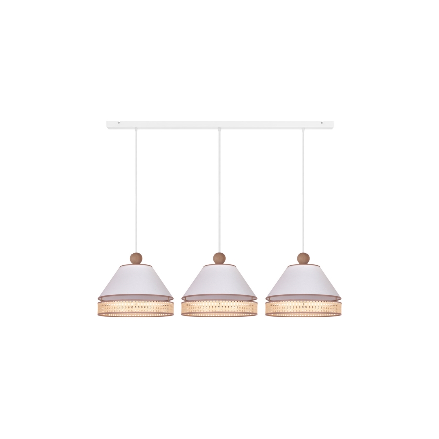 Duolla - Riippuvalaisin AVIGNON 3xE27/15W/230V valkoinen/rottinki