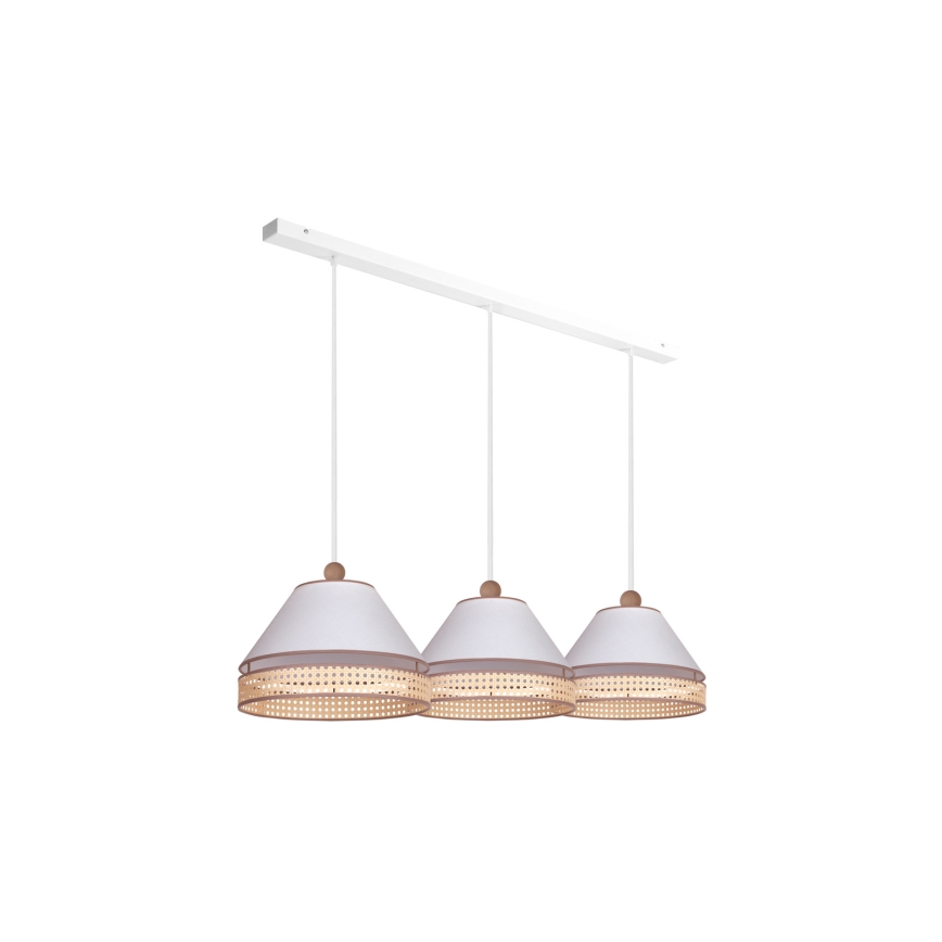 Duolla - Riippuvalaisin AVIGNON 3xE27/15W/230V valkoinen/rottinki