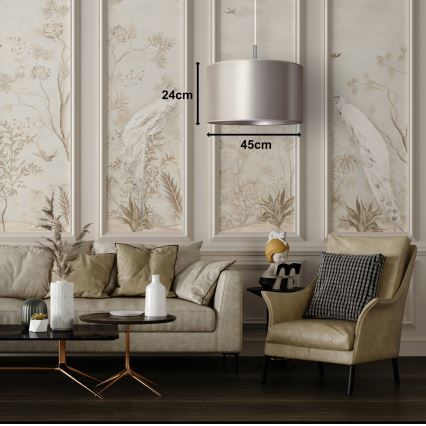 Duolla - Riippuvalaisin CANNES 1xE27/15W/230V d. 45 cm hopea