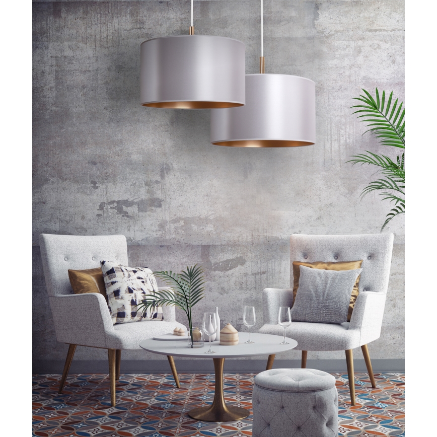 Duolla - Riippuvalaisin CANNES 1xE27/15W/230V d. 50 cm hopea/kupari