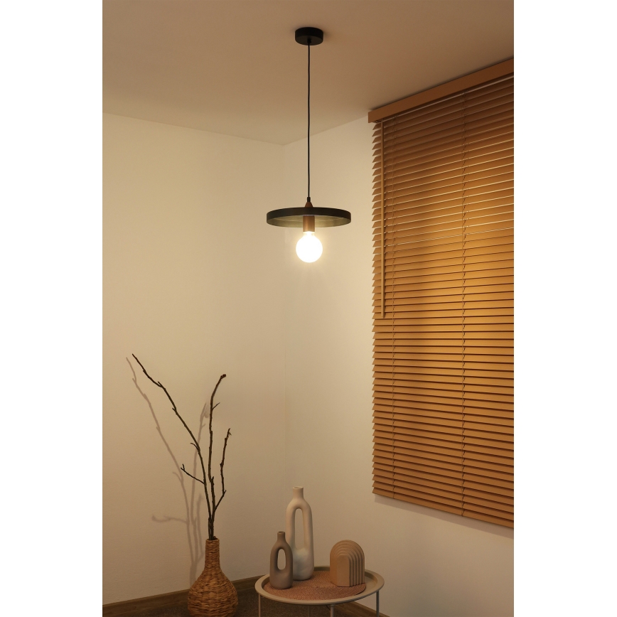 Duolla - Riippuvalaisin johdolla IRONLINE 1xE27/15W/230V halkaisija 30 cm musta/kuparinvärinen