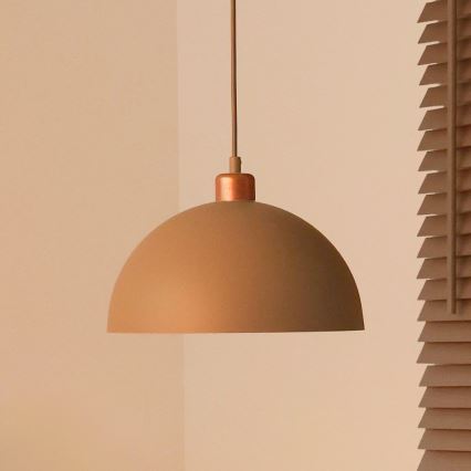 Duolla - Riippuvalaisin johdolla IRONLINE 1xE27/15W/230V Ø 27 cm beige/kupari