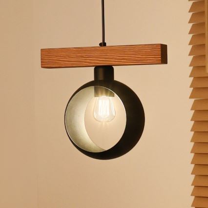 Duolla - Riippuvalaisin kaapelilla IRONLINE 1xE27/15W/230V mänty tammi/musta