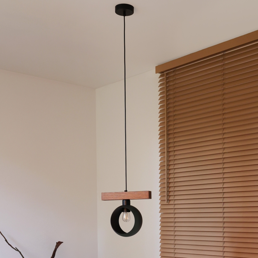 Duolla - Riippuvalaisin kaapelilla IRONLINE 1xE27/15W/230V mänty tammi/musta