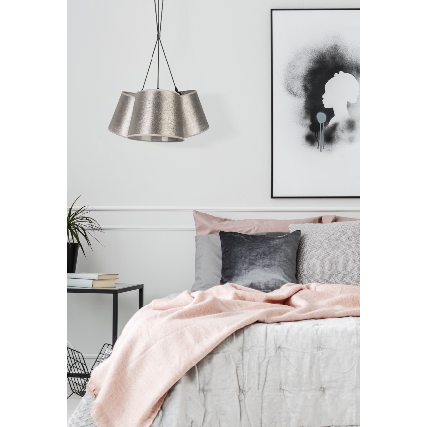 Duolla - Riippuvalaisin ROSSA 3xE27 / 40W / 230V hopea