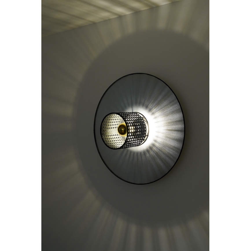 Duolla - Seinävalaisin TOKYO RATTAN 1xE27/15W/230V halkaisija 50 cm hopea/musta