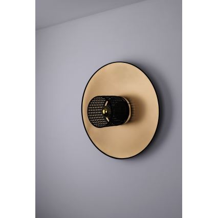 Duolla - Seinävalaisin TOKYO RATTAN 1xE27/15W/230V halkaisija 50 cm kulta/musta