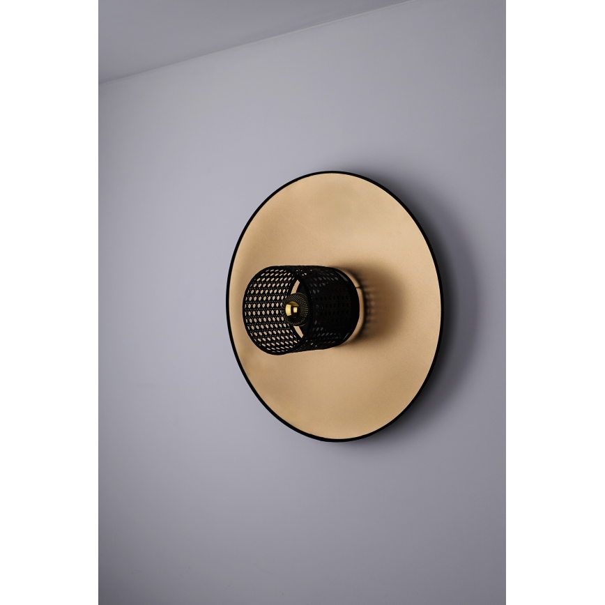 Duolla - Seinävalaisin TOKYO RATTAN 1xE27/15W/230V halkaisija 50 cm kulta/musta