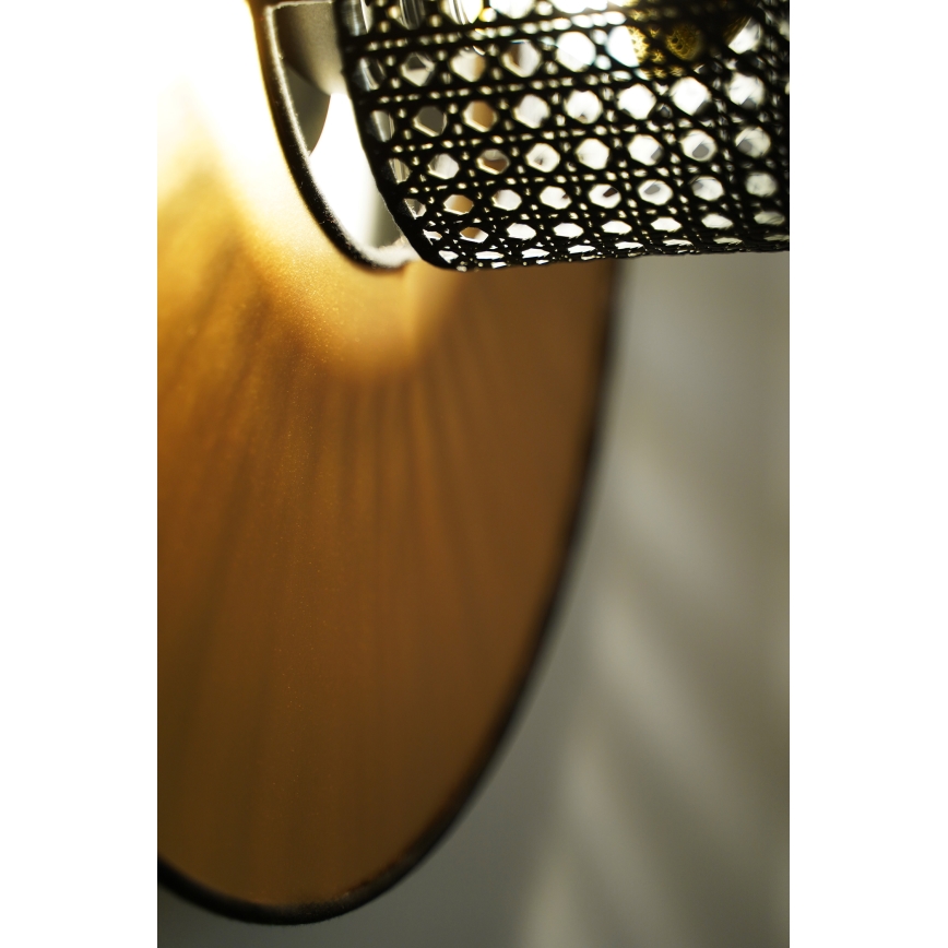 Duolla - Seinävalaisin TOKYO RATTAN 1xE27/15W/230V halkaisija 50 cm kulta/musta