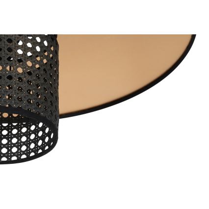 Duolla - Seinävalaisin TOKYO RATTAN 1xE27/15W/230V halkaisija 50 cm kulta/musta