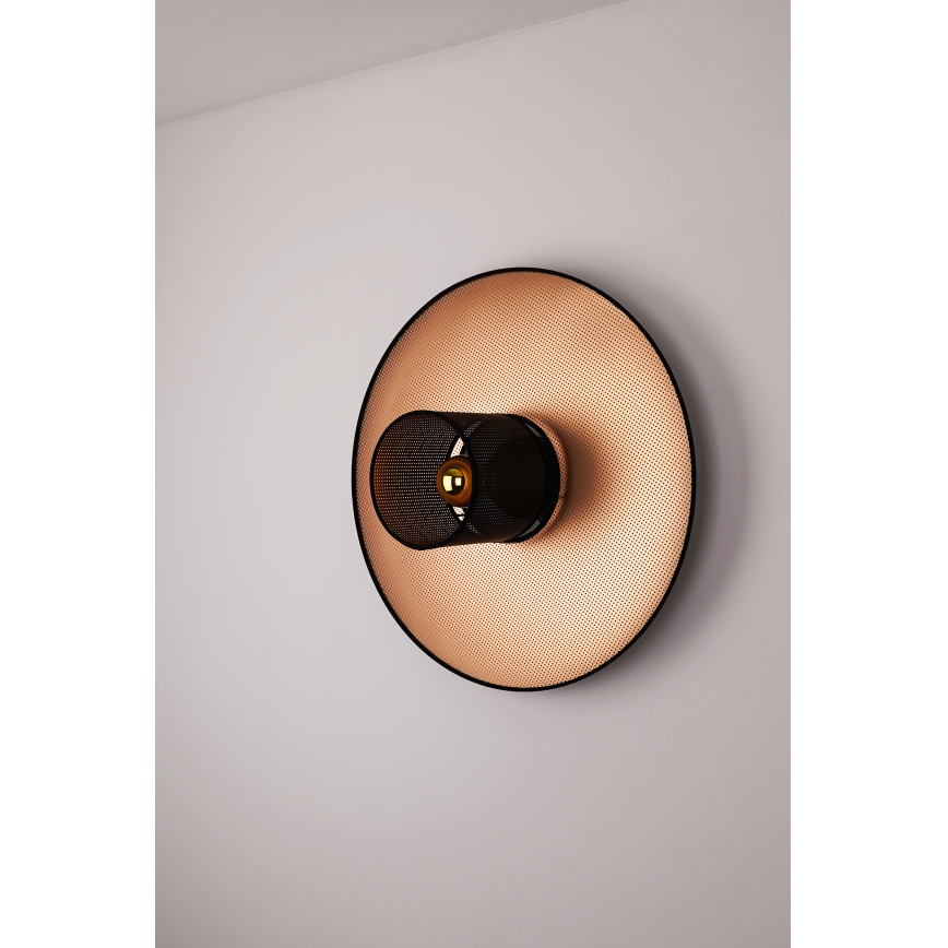 Duolla - Seinävalaisin TOKYO SHINY 1xE27/15W/230V halkaisija 50 cm kupari/musta