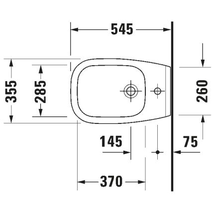 Duravit 22571500002 - Seinälle asennettava bidee D-CODE keramiikka/kiiltävä valkoinen