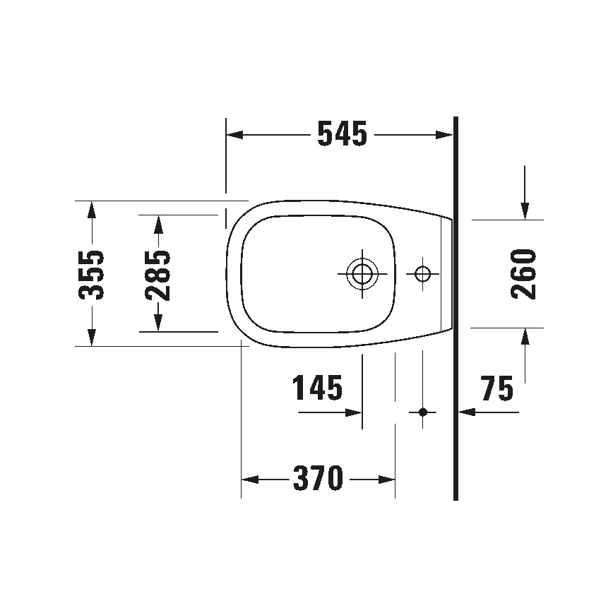 Duravit 22571500002 - Seinälle asennettava bidee D-CODE keramiikka/kiiltävä valkoinen