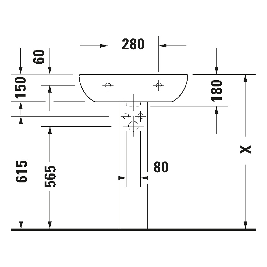 Duravit 23106000002 - Seinään asennettava pesuallas D-CODE 60x46 cm keramiikka/kiiltävä valkoinen