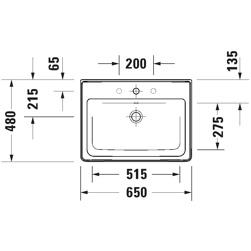 Duravit 2367650060 - Seinään asennettava pesuallas D-NEO 65x48 cm keramiikka/kiiltävä valkoinen