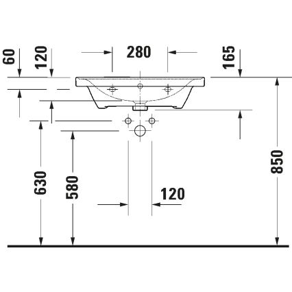 Duravit 2367650060 - Seinään asennettava pesuallas D-NEO 65x48 cm keramiikka/kiiltävä valkoinen