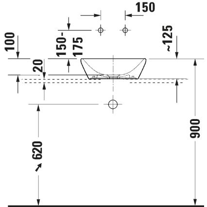 Duravit 2397400070 - D-NEO pöytätason pesuallas 40x40 cm keramiikka/kiiltävä valkoinen