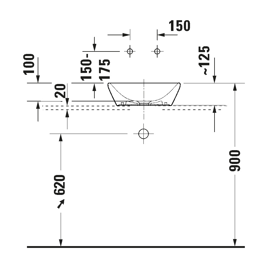 Duravit 2397400070 - D-NEO pöytätason pesuallas 40x40 cm keramiikka/kiiltävä valkoinen