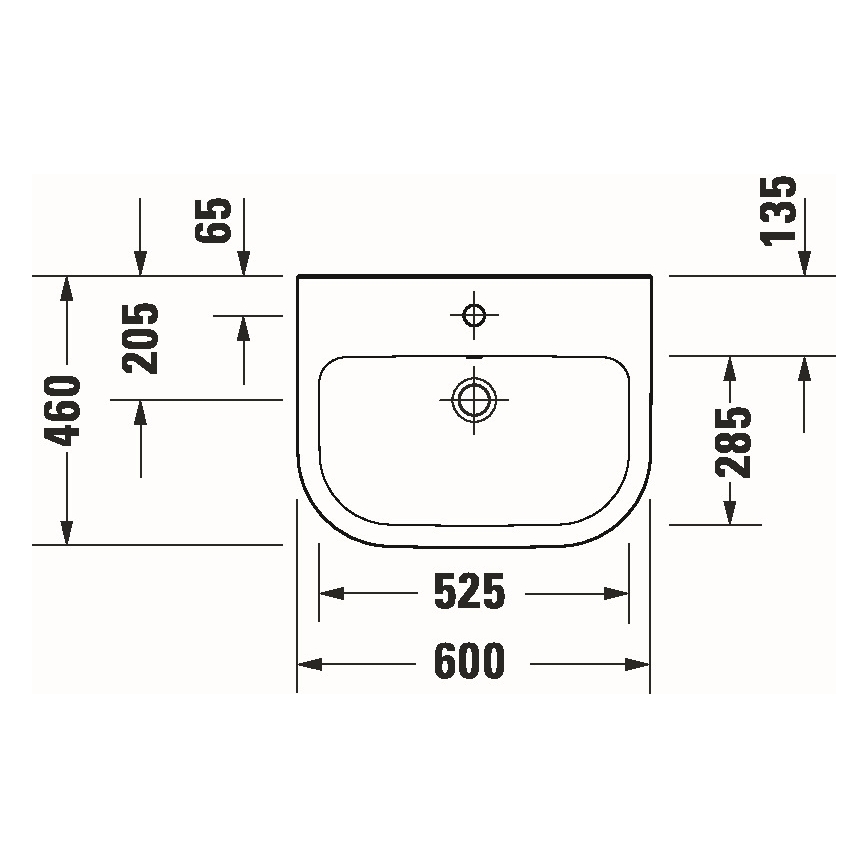 Duravit 23986000002 - Seinälle asennettava pesuallas D-CODE 60x46 cm keramiikka/kiiltävä valkoinen