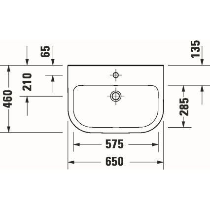 Duravit 23986500002 - Seinäasennettava pesuallas D-CODE 65 x 46 cm keraaminen/kiiltävä valkoinen