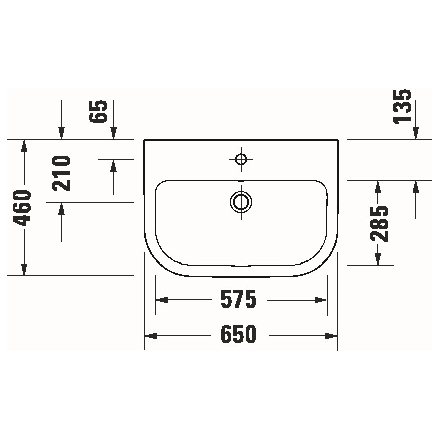 Duravit 23986500002 - Seinäasennettava pesuallas D-CODE 65 x 46 cm keraaminen/kiiltävä valkoinen