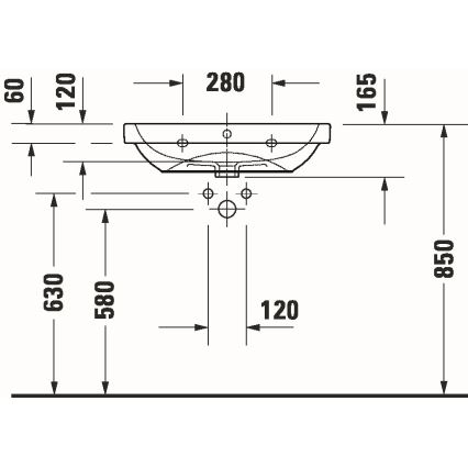 Duravit 23986500002 - Seinäasennettava pesuallas D-CODE 65 x 46 cm keraaminen/kiiltävä valkoinen