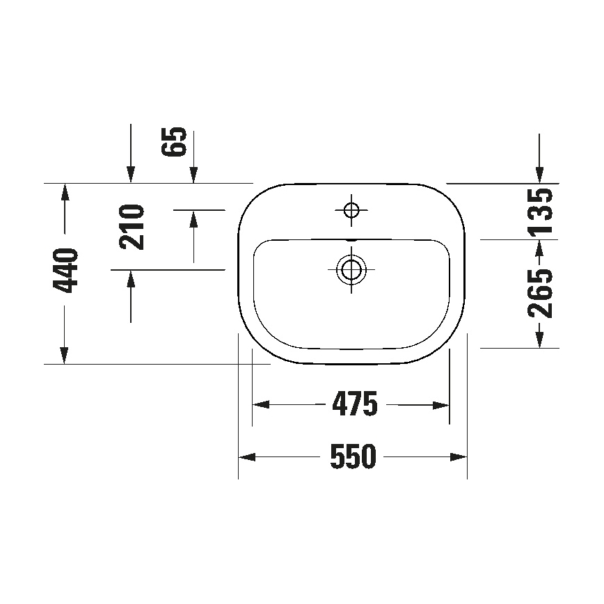 Duravit 24025500002 - Seinälle asennettava pesuallas D-CODE 55x44 cm keramiikka/kiiltävä valkoinen