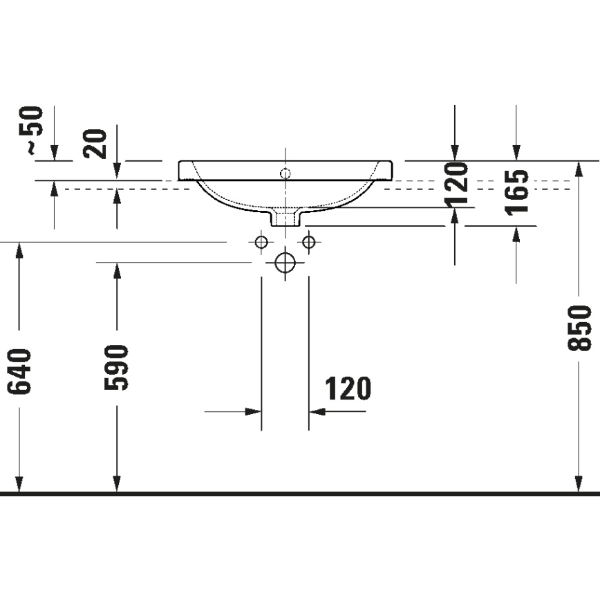 Duravit 24025500002 - Seinälle asennettava pesuallas D-CODE 55x44 cm keramiikka/kiiltävä valkoinen