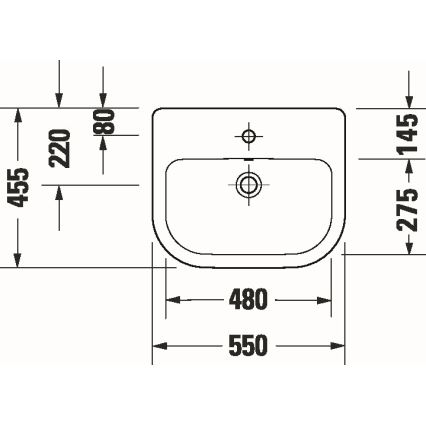 Duravit 24035500002 - Upotettava pesuallas D-CODE 55x45,5 cm keramiikka/kiiltävä valkoinen